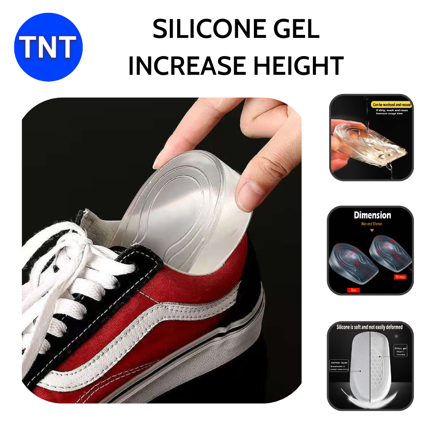 Silicone Gel Height Increase Insole Heel Lifting Inserts Shoe Foot Care