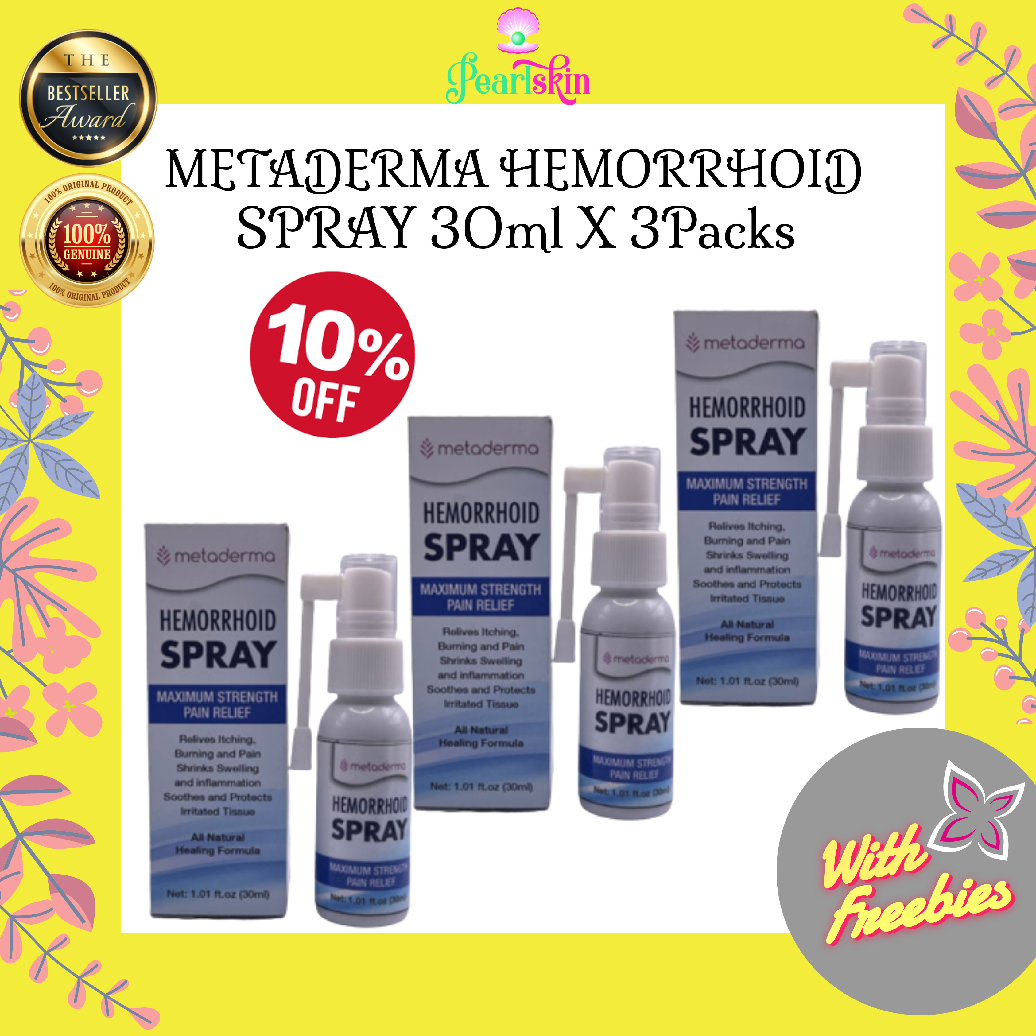 Skin So Clean Metaderma Hemorrhoid Spray 30ml Pain Burn & Itch Relief