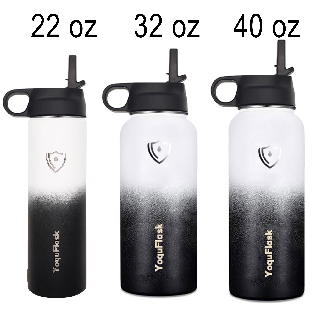 YoquFlask 22oz/32oz/40oz Water Bottle Wide Mouth with Spout Lid Stainless  Steel Drinking Water Flask