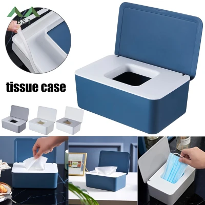 BSJ Mask Storage Box Multifunctional Dustproof Tissue Storage Box Case Wet Wipes Dispenser Holder with Lid for Face Cover