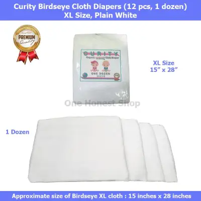 Curity Birdseye Cloth Diaper (Lampin, 1 Dozen, Plain White, XL Size)