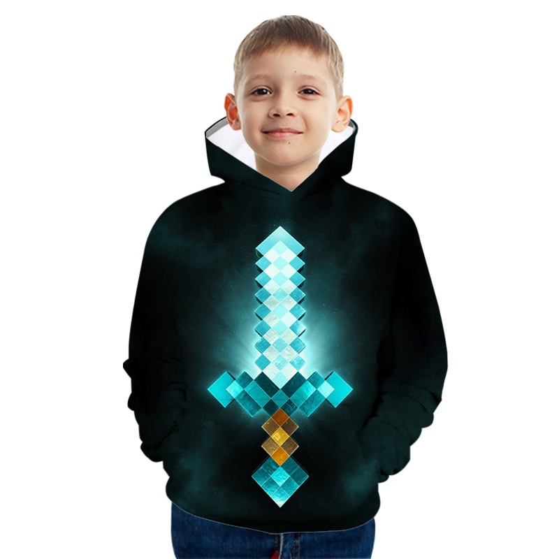 HOT--Kids Autumn Winter Hoodie Minecraft Sweater Print Game Jacket ...