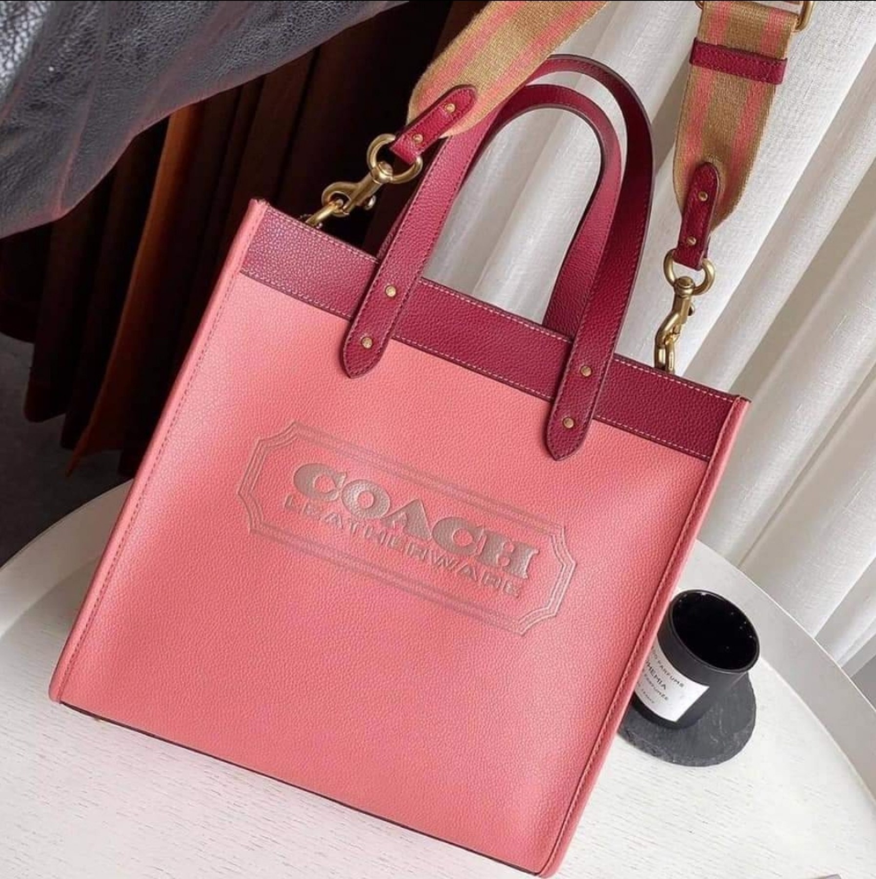 coach field tote pink