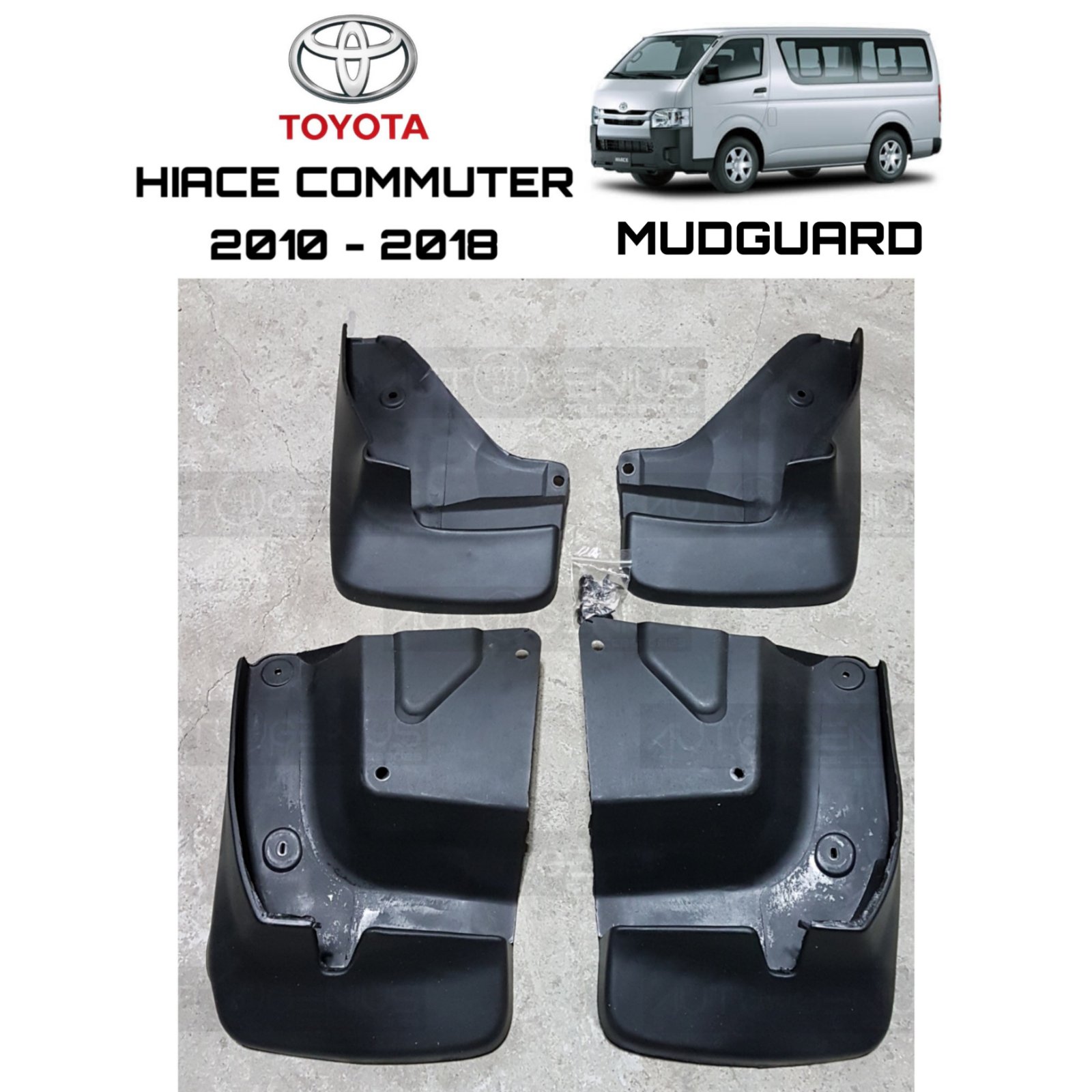 4-Piece Mud Flap Set For 2019-2024 Toyota Hiace - No Drill Installation Front & Rear Splash Guards