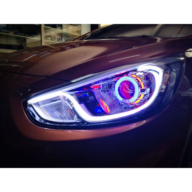 Hyundai Accent Headlight Angeleye Projector and DRL Eyeliner with HID