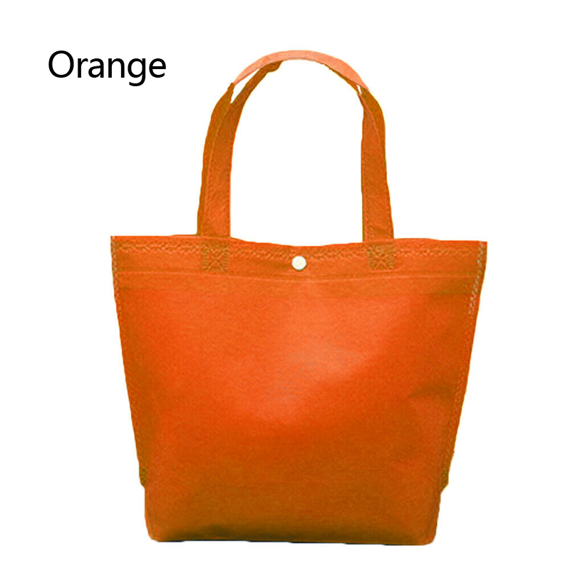 Pzcf 1PC Recycle Fabric Eco Foldable Shopping Bag Reusable Non-Woven Button Grocery Bag Tote With Handles