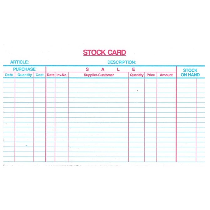 Inventory Stock Card 5'' x 8'' by 100 pcs. Lazada PH