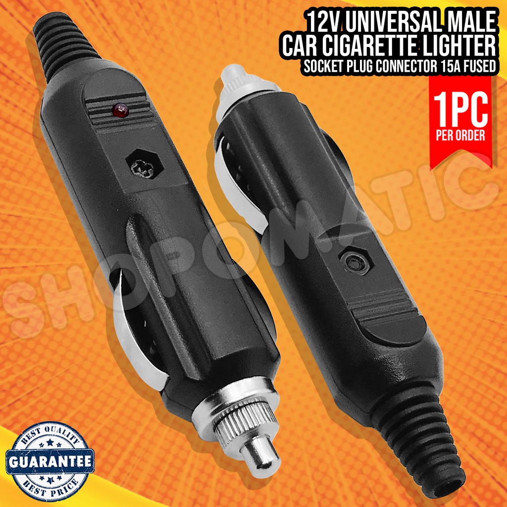 Convenient 12V Universal Male Car Cigarette Lighter Socket Plug Connector 15A Fused HB Lazada PH