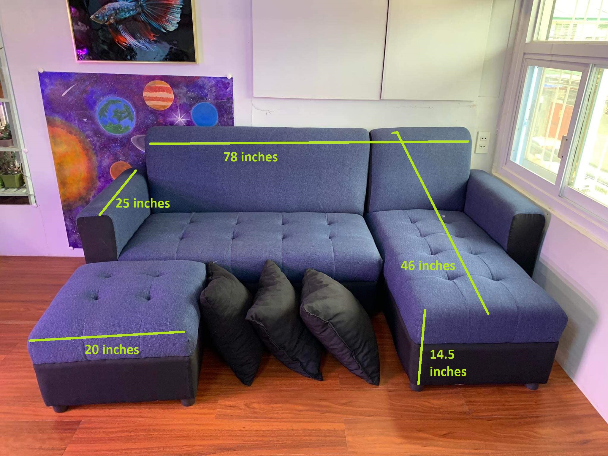 L shape blue fabric uratex foam sofa Lazada PH