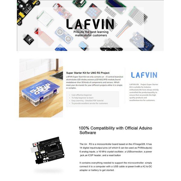 LAFVIN Project Super Starter Kit for R3 Mega2560 Mega328 Nano with Tutorial  Compatible with Arduino IDE
