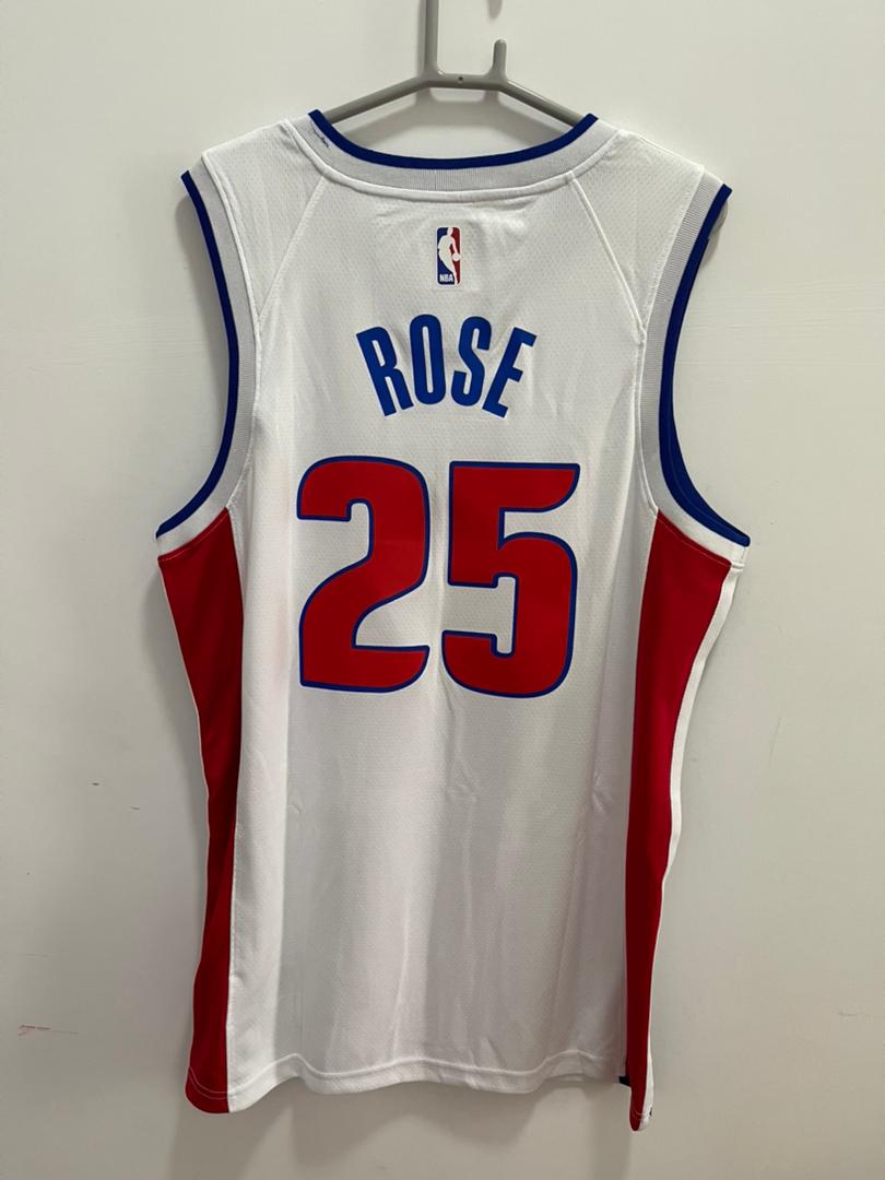 Nike Mens Detroit Pistons Derrick Rose MVP Jersey White Size X-Large  CT4208-100