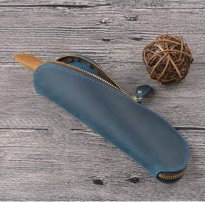Retro Vintage Leather Pencil Case Leather Handmade Purse Pouch Bag Box Make  Up Cosmetic Pen Case Student Stationery Storage Bag