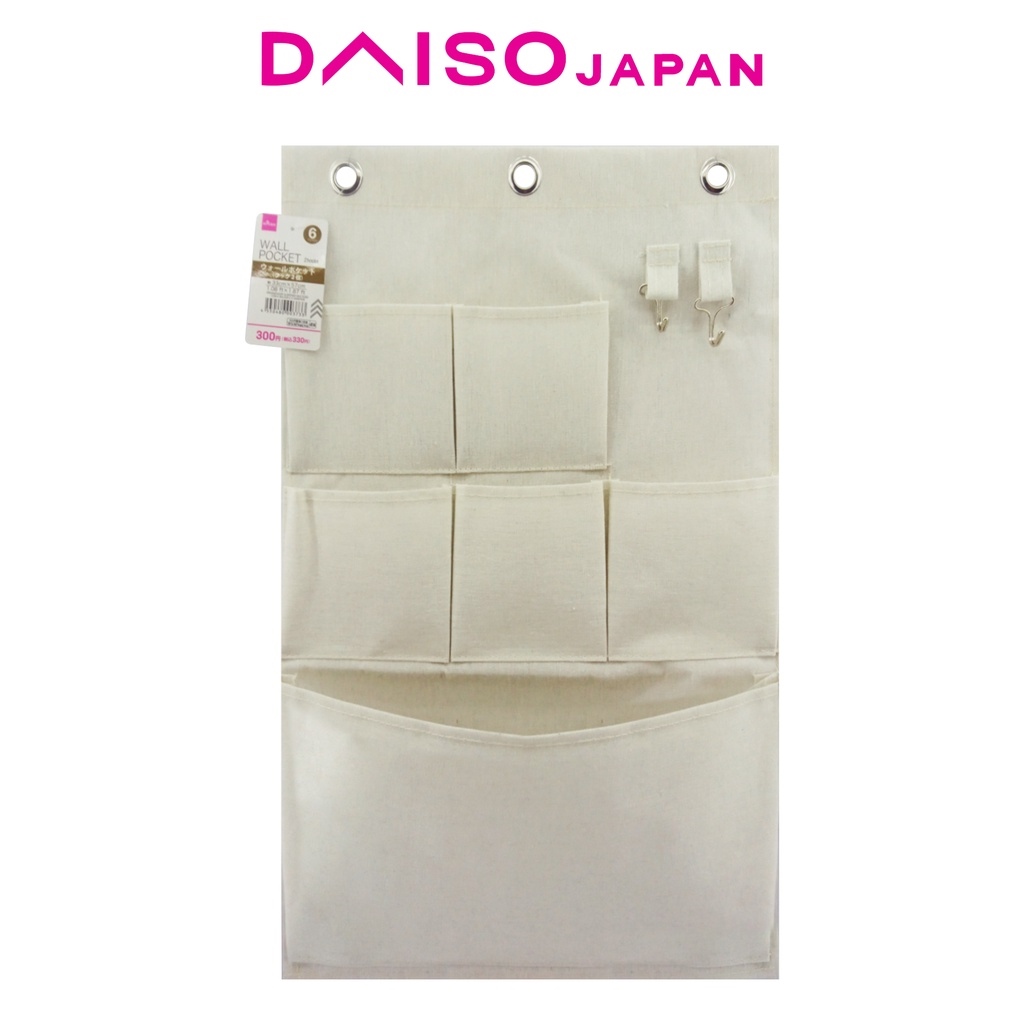 Daiso Hanging 6Pocket Wall Organizer with Hooks Lazada PH