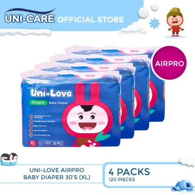 UniLove Airpro Baby Diaper 30's (X-Large) Pack of 4