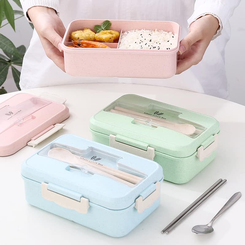 rosalitz Color Launch Box for School, Eco-Friendly School Office with  Spoon and Chopsticks Tableware, Lunch box set for kids, Launch box for  High School