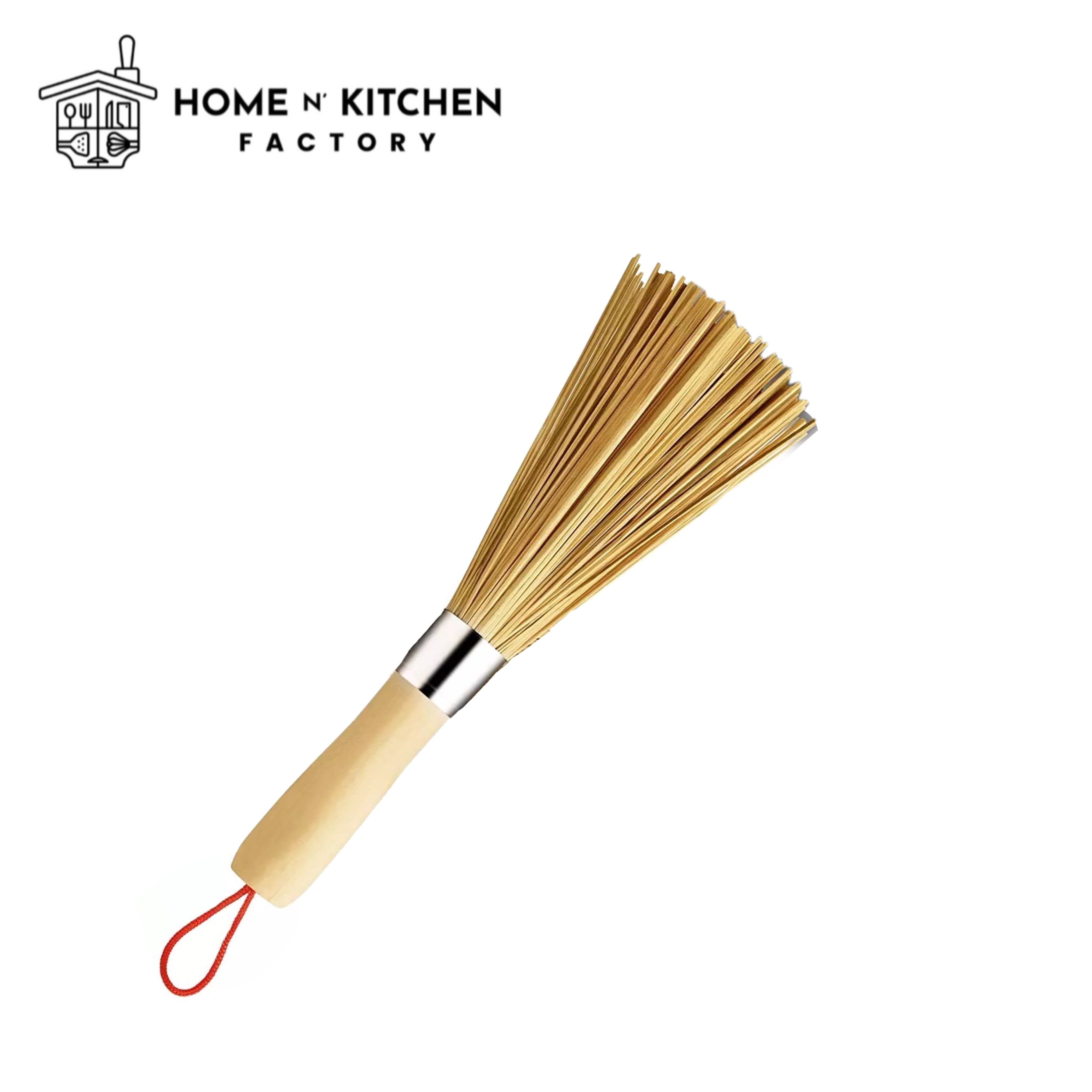 2 Pack Traditional Natural Bamboo Wok Brushes, Kitchen Cleaning Brush
