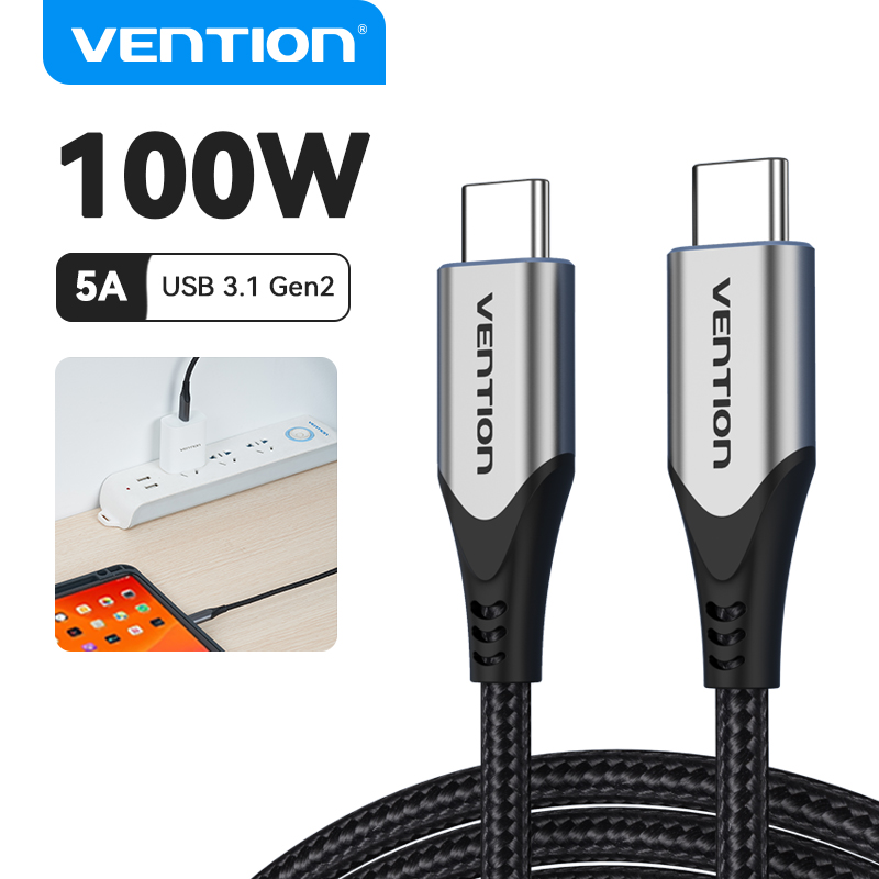Vention type c cable pd 100w fast charging usb 3.1 gen2 male to c male 5a cable for switch samsung huawei usb c cable