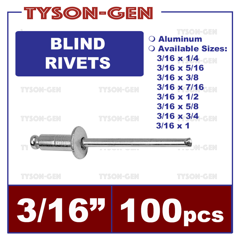Blind Rivets 3/16" x 1/4" to 1" Aluminum 100pcs Lazada PH
