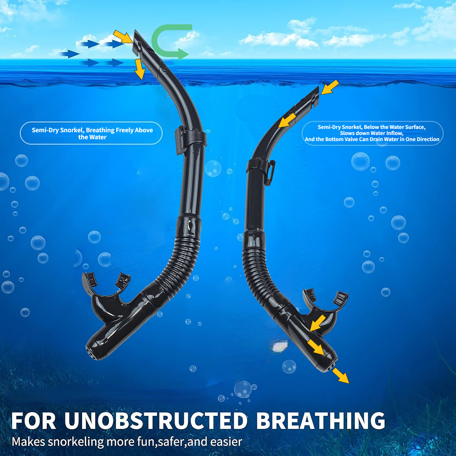 Diving Snorkeling Breathing Tube Half Dry Snorkel ... - Vicedeal