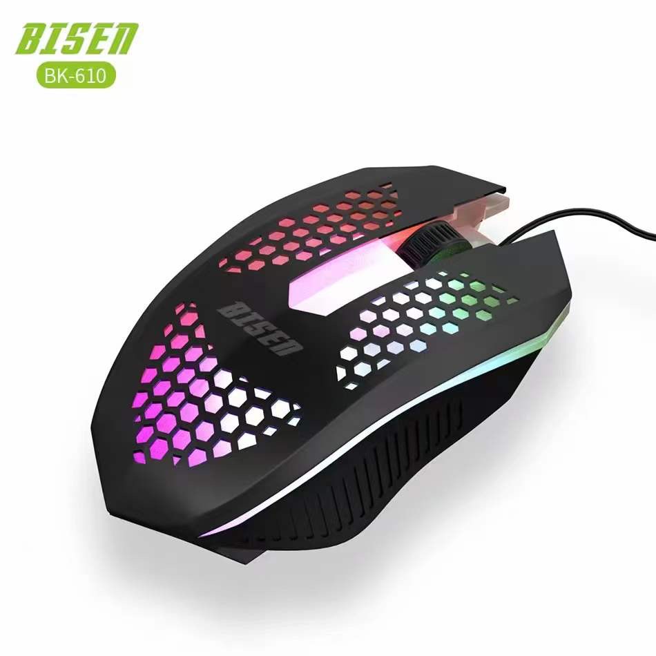 BISEN BK610 RGB Gaming Mouse Gamer USB Wired Ergonomic Gaming Optical