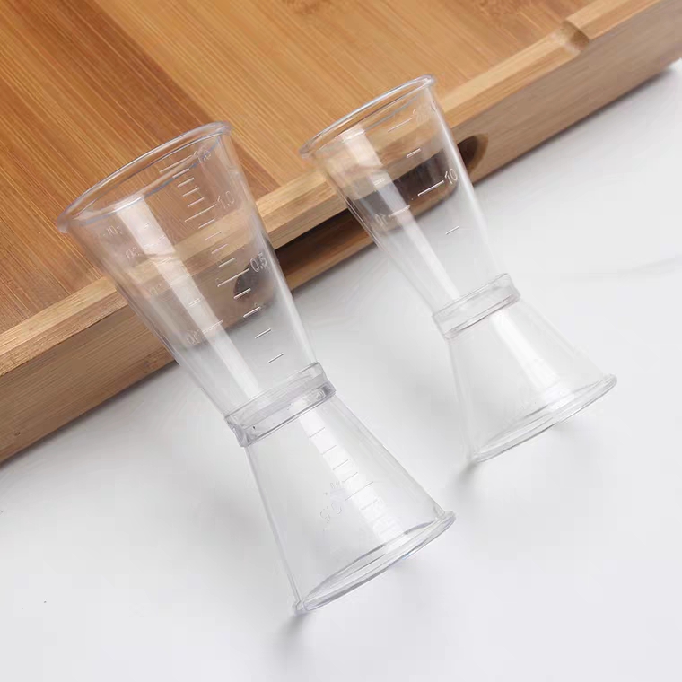 Double Clear Plastic Jigger, Cocktail Measuring Shot Glasses Drink Spirit Measure  Cup for Bar Party Kitchen Tool 