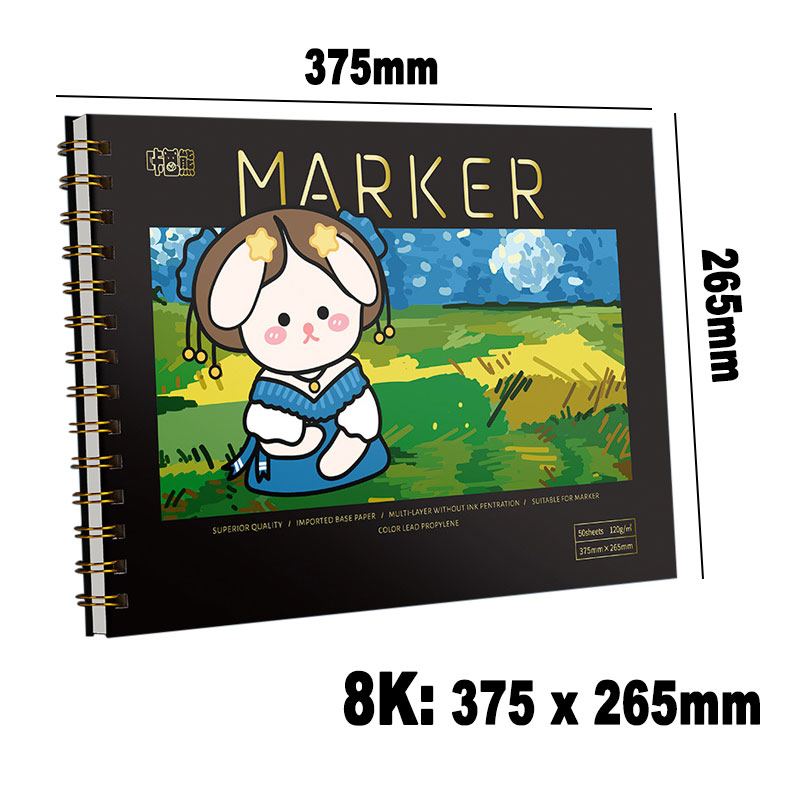 16K/A4/8K Marker Pen Drawing Book 50 Sheet Loose Leaf Blank Paper  Sketchbook Pad For Art Graffiti Color Painting Pencil Sketch