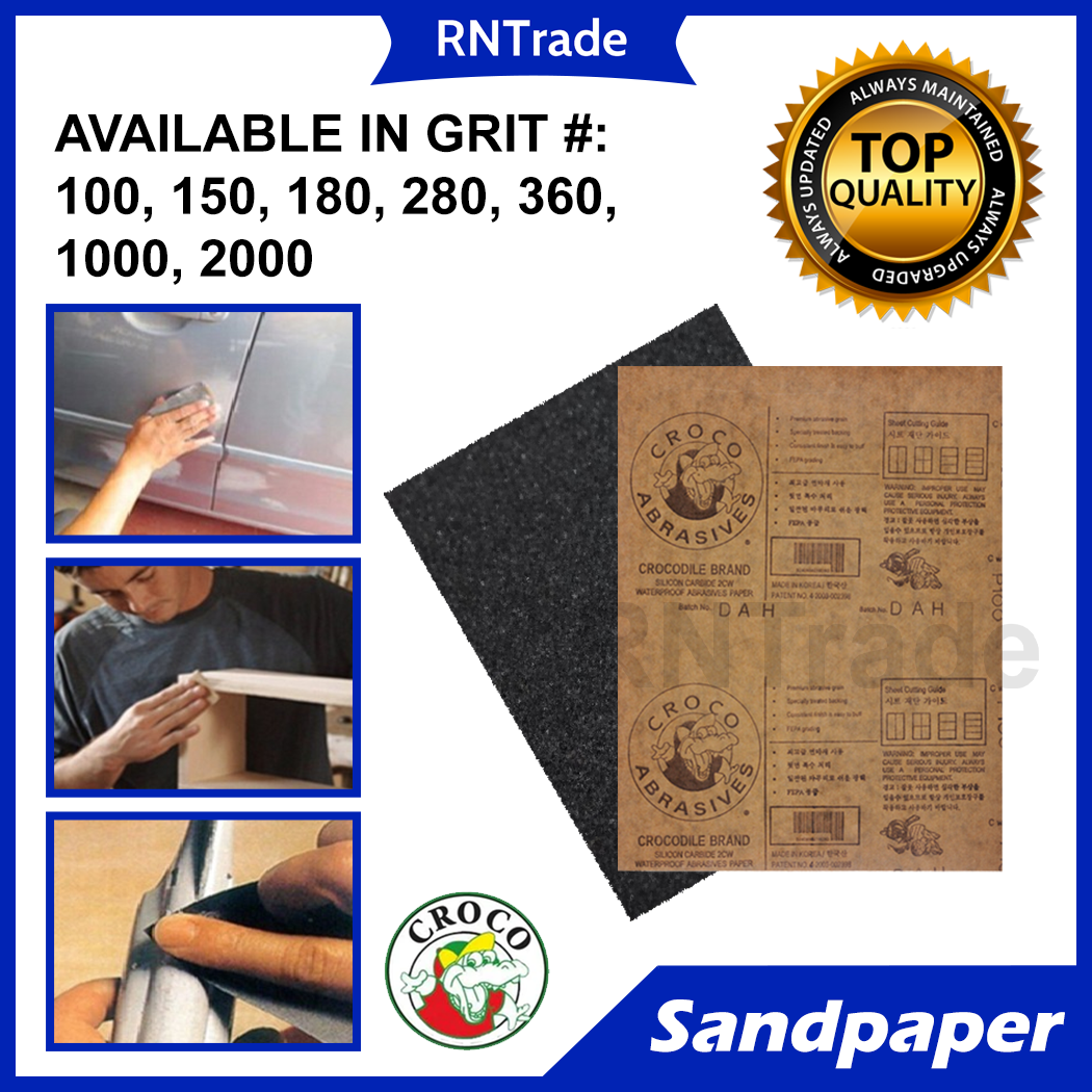 CROCO Sandpaper Grit 100, 150, 180, 280, 360, 800, 1000, 2000 Lazada PH