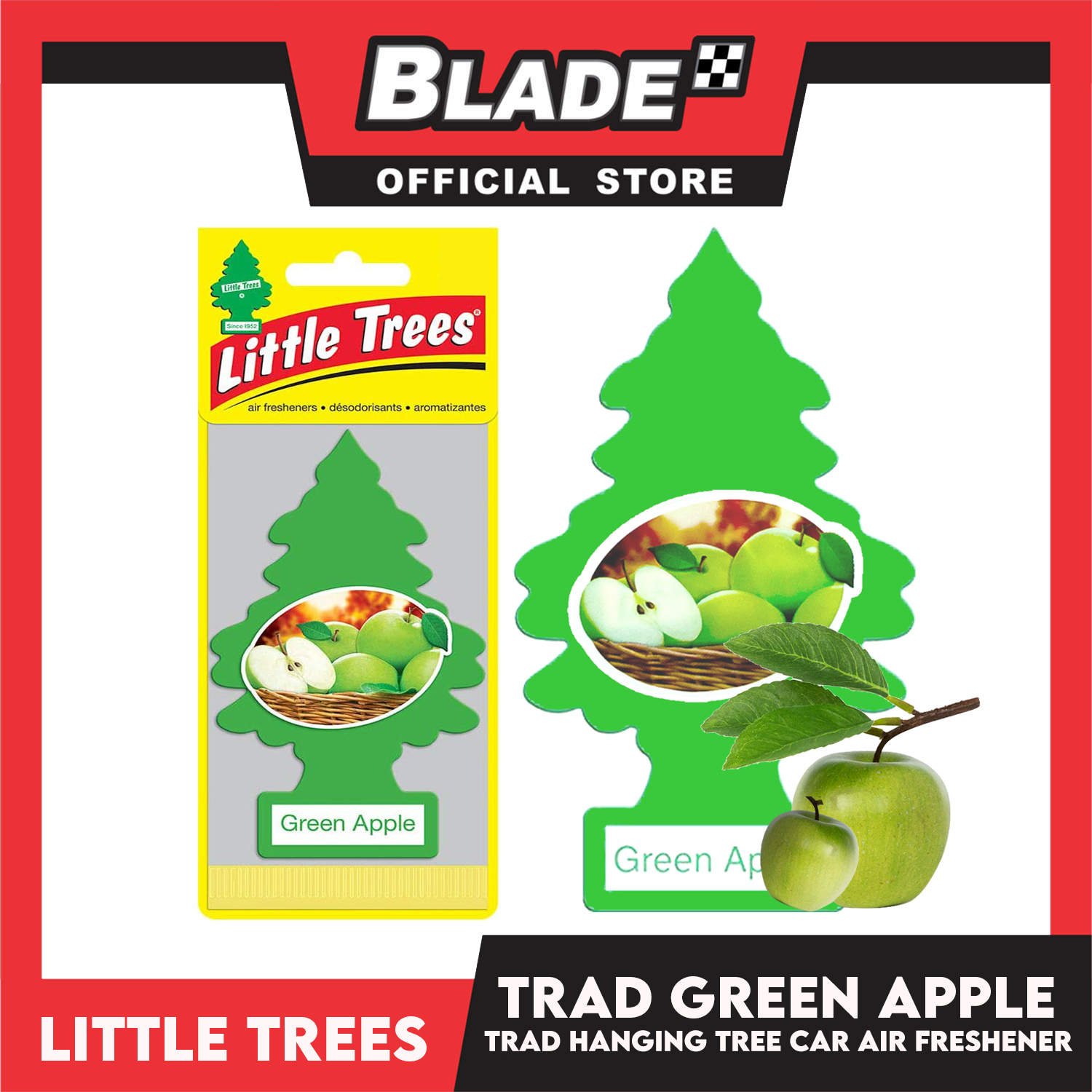 Little Trees Car Air Freshener 10316 (Green Apple) Hanging Tree Provides Long Lasting Scent
