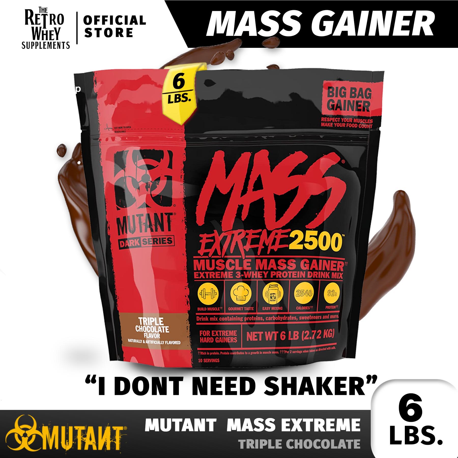 Mutant Mass Extreme 2500 Bag Of 6lbs Tub Of 7lbs With Or Without Shaker Tshirt Or Drifit 7078