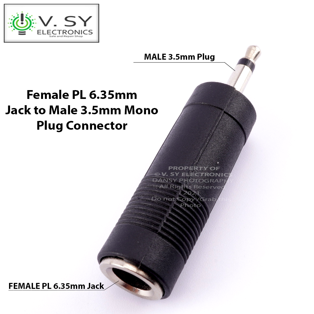 2pcs 3.5mm JACK SOCKET to 6.35mm 1/4" MONO PLUG ADAPTER FOR HEADPHONE MICROPHONE 