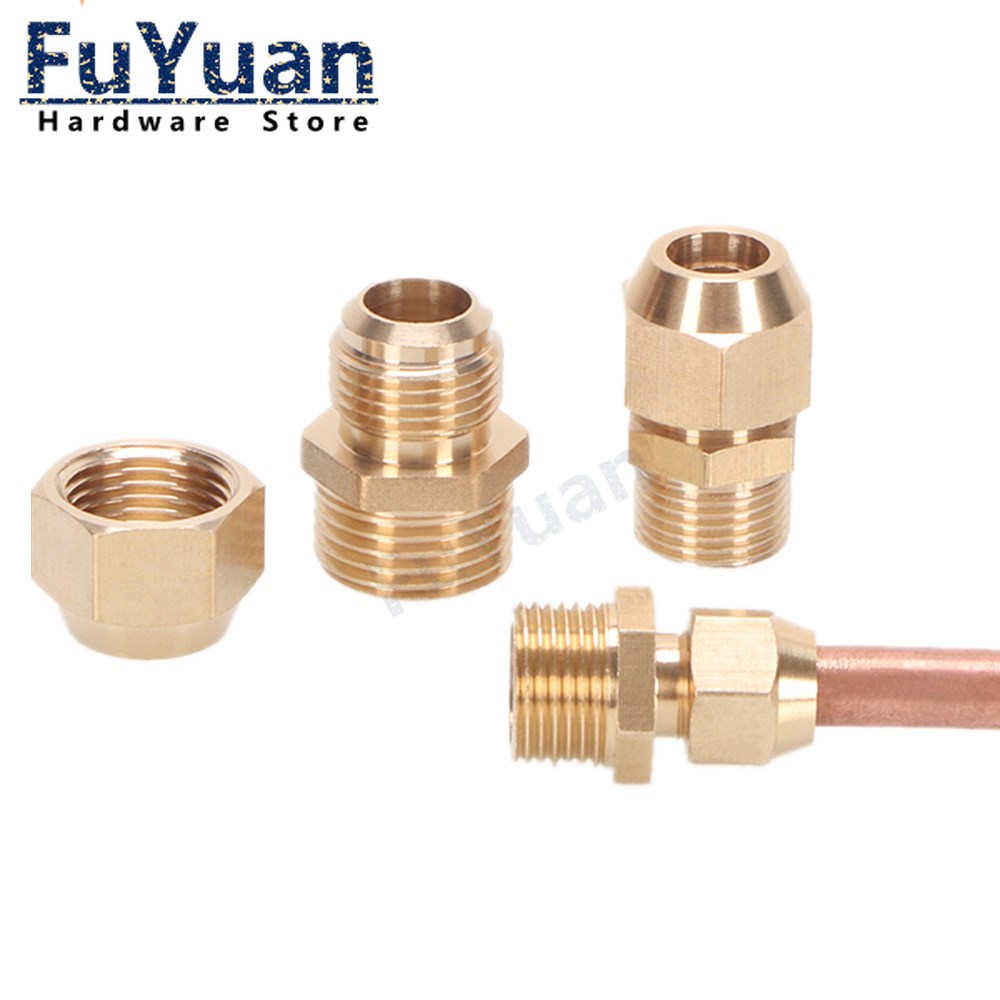Copper Flaring Directly Connector 1/4" 3/8" 1/2" Male Thread to 6/8/10mm Pipe Brass Fitting Air