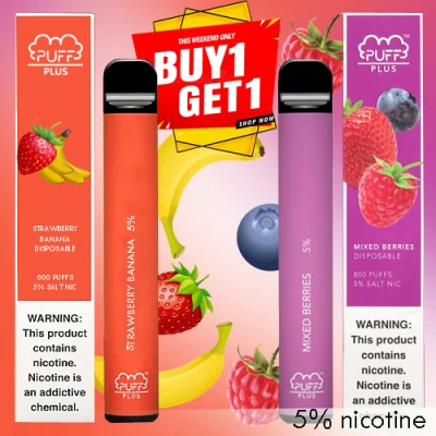 BUY 1 TAKE 1 Puff Plus Disposable Pod Device Electronic Cigarettes 5% Saltnic 800 Puffs (STRAWBERRY BANANA - MIXED BERRIES)