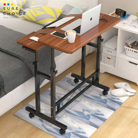 80x58 Portable & Adjustable Standing Computer Laptop Desk Bed Side Table with Wheels