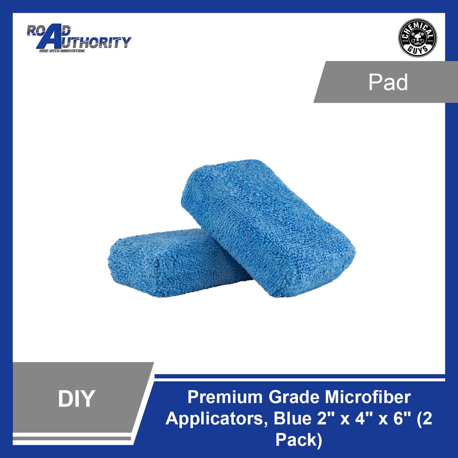 Chemical Guys Premium Grade Microfiber Applicator Blue - 2 Pack
