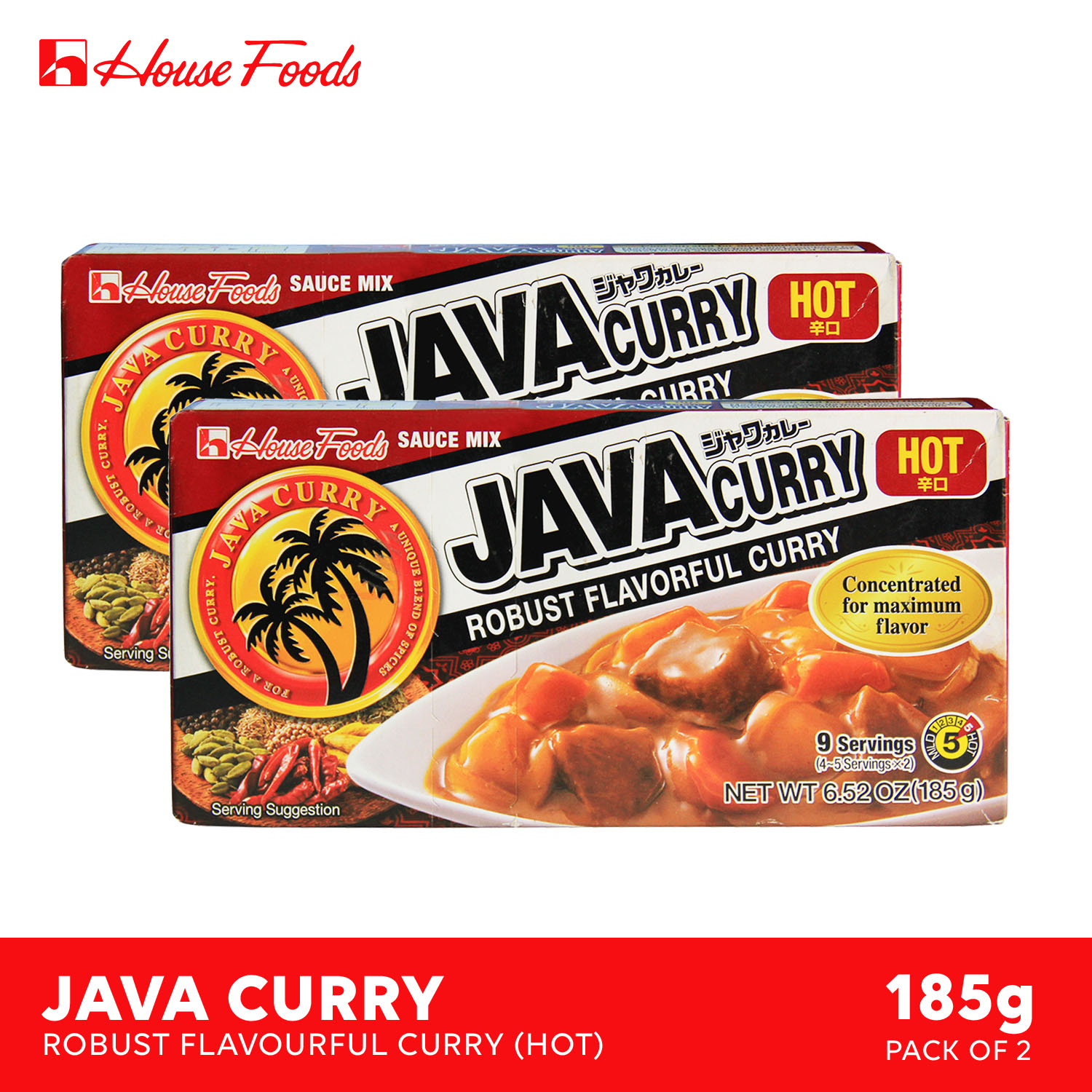 House Foods Java Japanese Curry Hot 185g (bundle Of 2) 