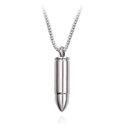 HUAYANG01 Stainless Steel Open Bullet Pendant Necklace Ashes Memorial Keepsake Jewelry