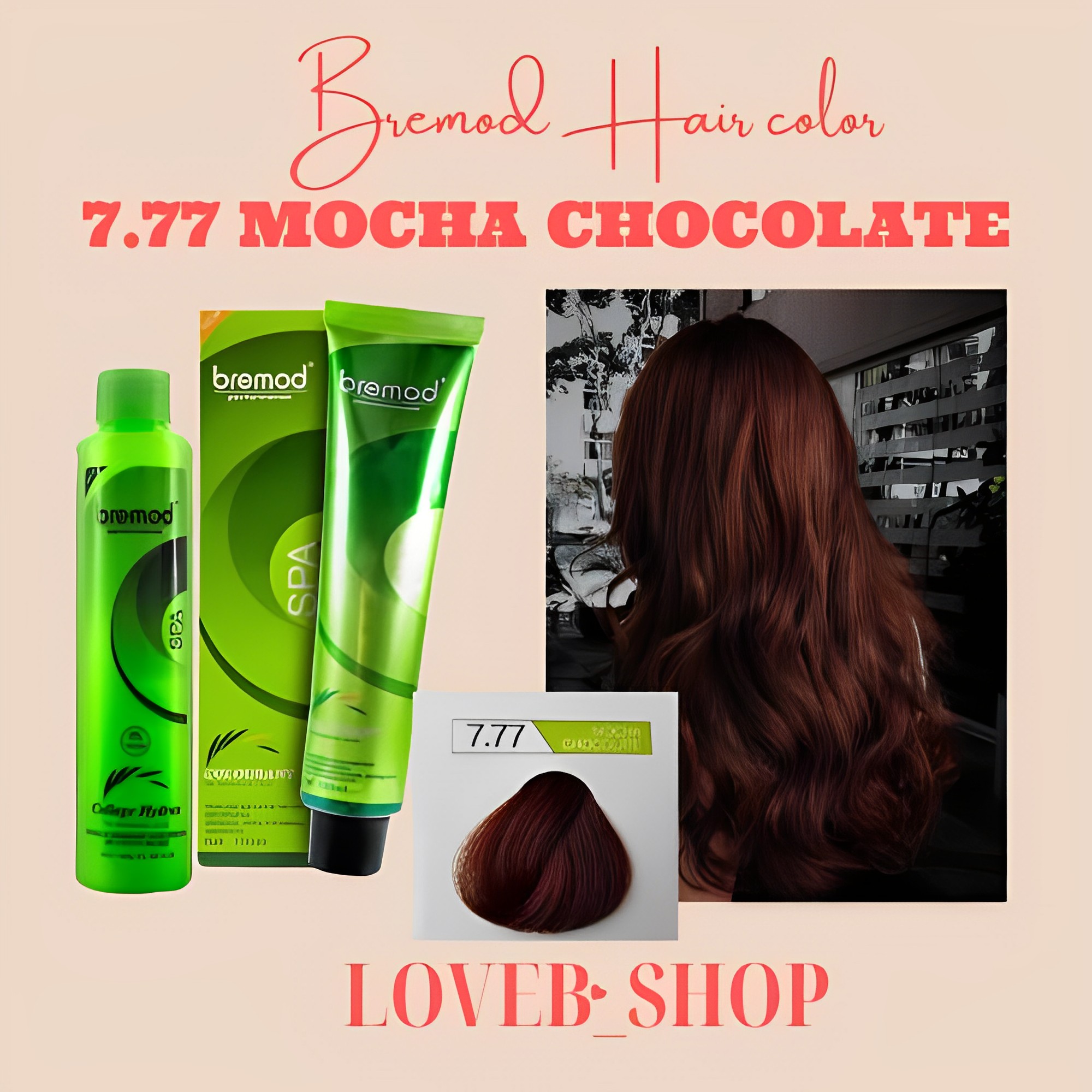 MOCHA CHOCOLATE BREMOD HAIR COLOR SET WITH OXIDIZER CREAM