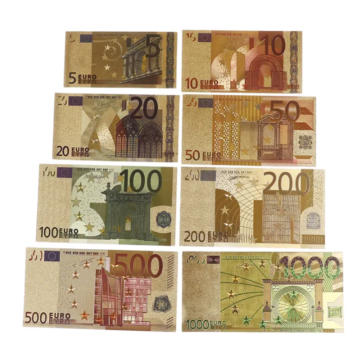 Mu 8pc Set Euro Banknote Gold Foil Paper Money Crafts Collection Bank Note Currency Lazada Singapore