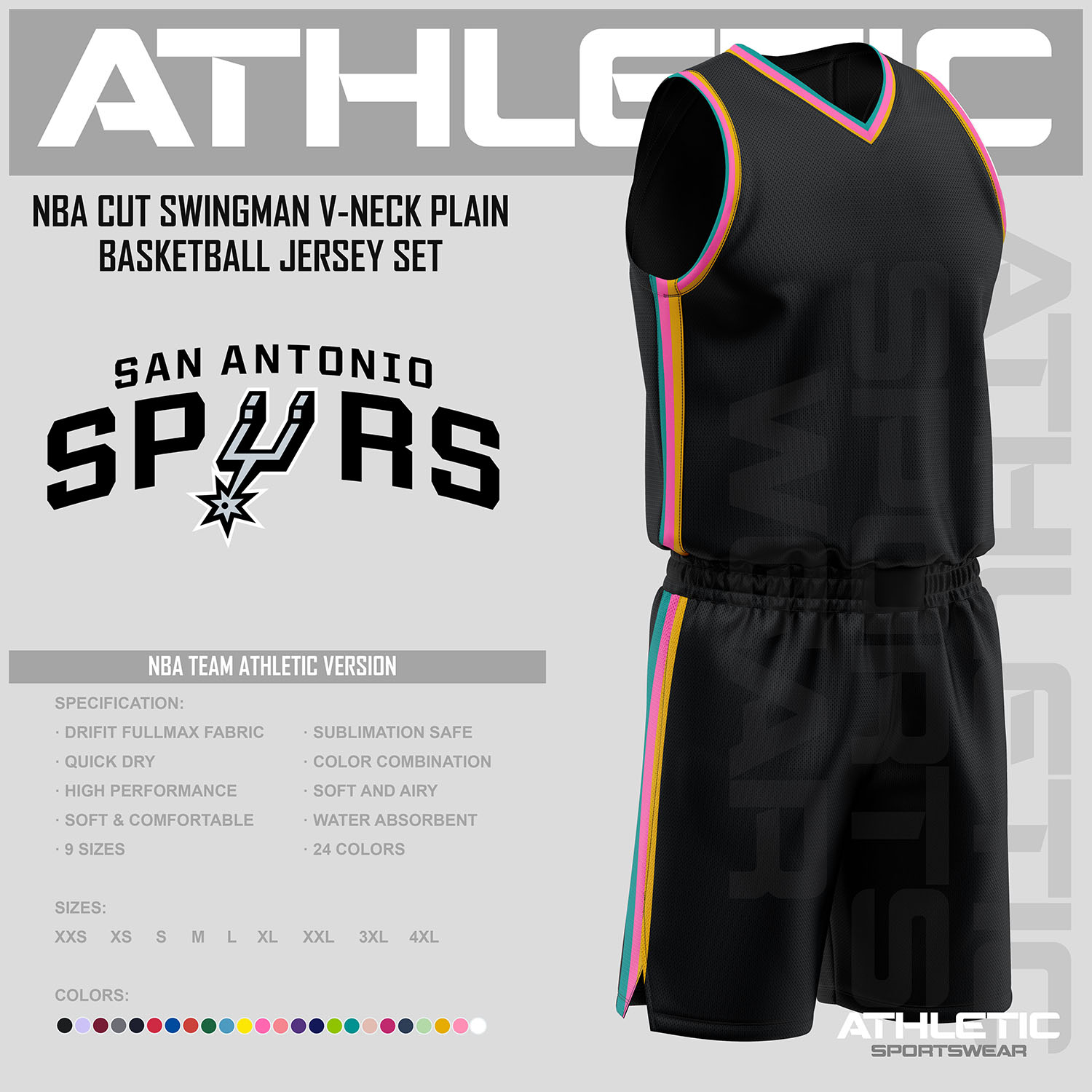 5XL PEAK Classic Black White Basketball Team Kit Jersey & Short Set Size S 
