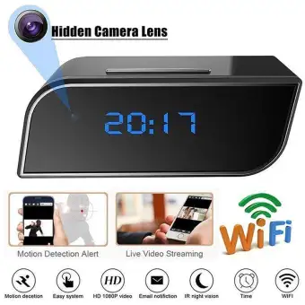 1080p hd wireless wifi hidden spy alarm clock ip camera