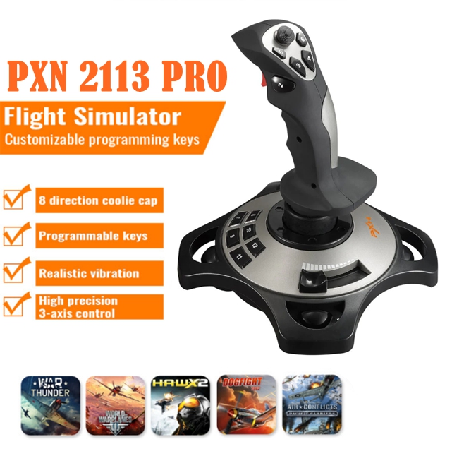 PXN 2113 Pro Flight Stick JoyStick USB Game Controller with Built-in Vibration  Function for PC and Computer