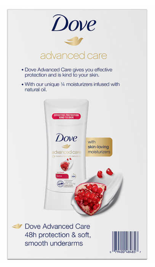 Dove Advanced Care Antiperspirant Deodorant Stick Revive, 2.6 oz, 4-pack