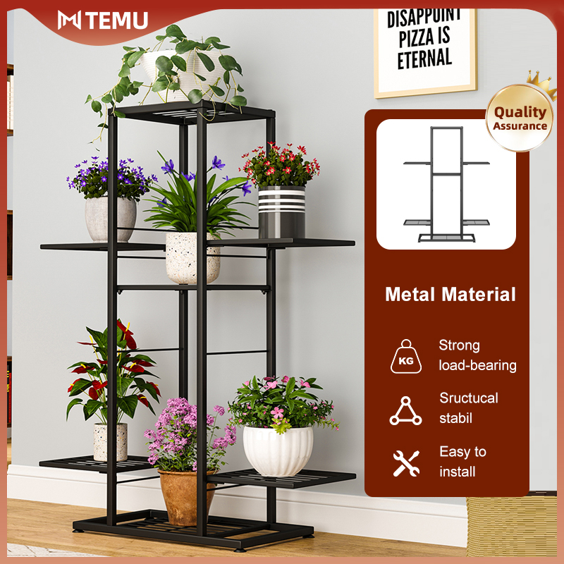 5 Layers Wrought Iron Flower Rack With 6 Pots Perfect For - Temu