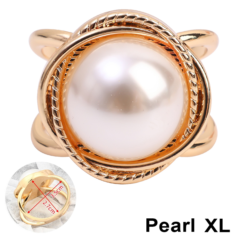 Trendy Vintage Flower Scarf Buckle Pearl Scarf Ring Brooches For