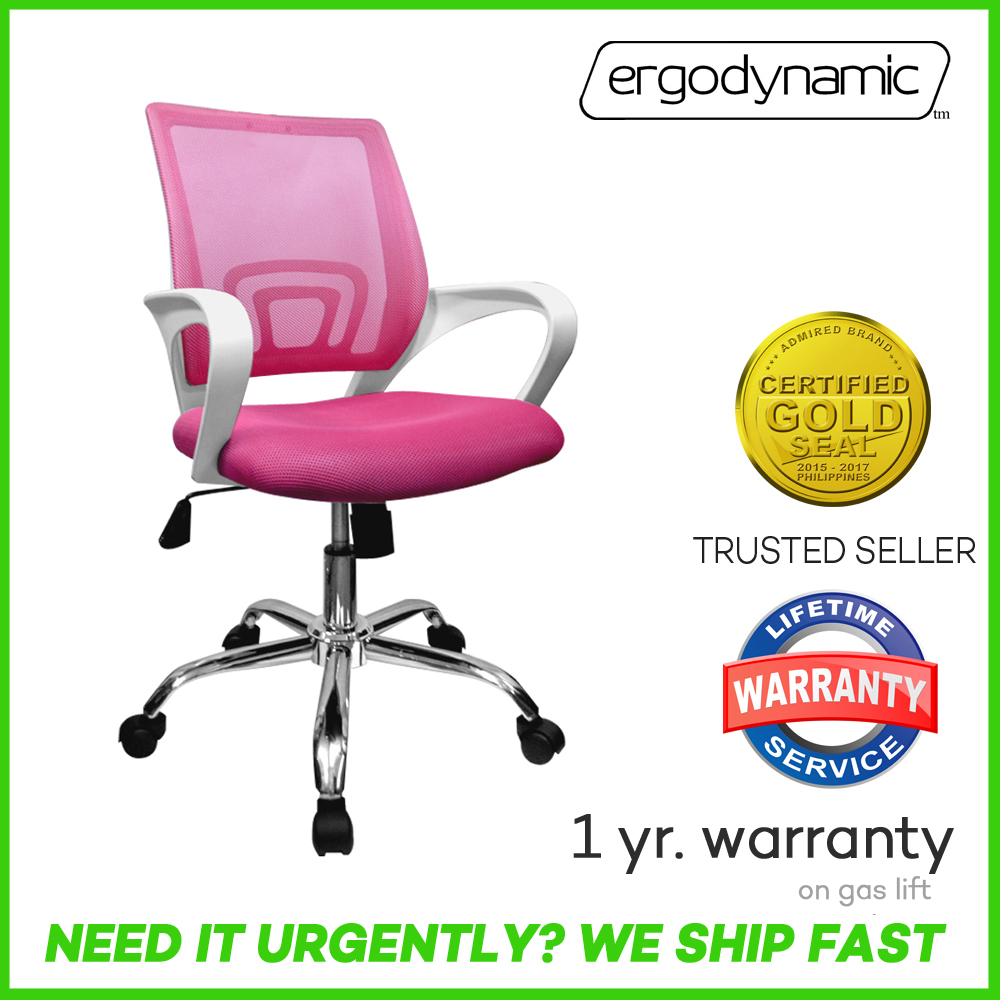 STACEY Mesh Chair White Frame, chrome base with PU casters, tilting