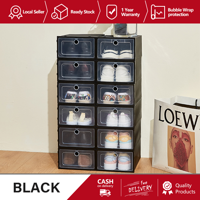 【Big size】colorful Shoe box Stackable plastic Shoe rack storage box Flipopen Storage Box