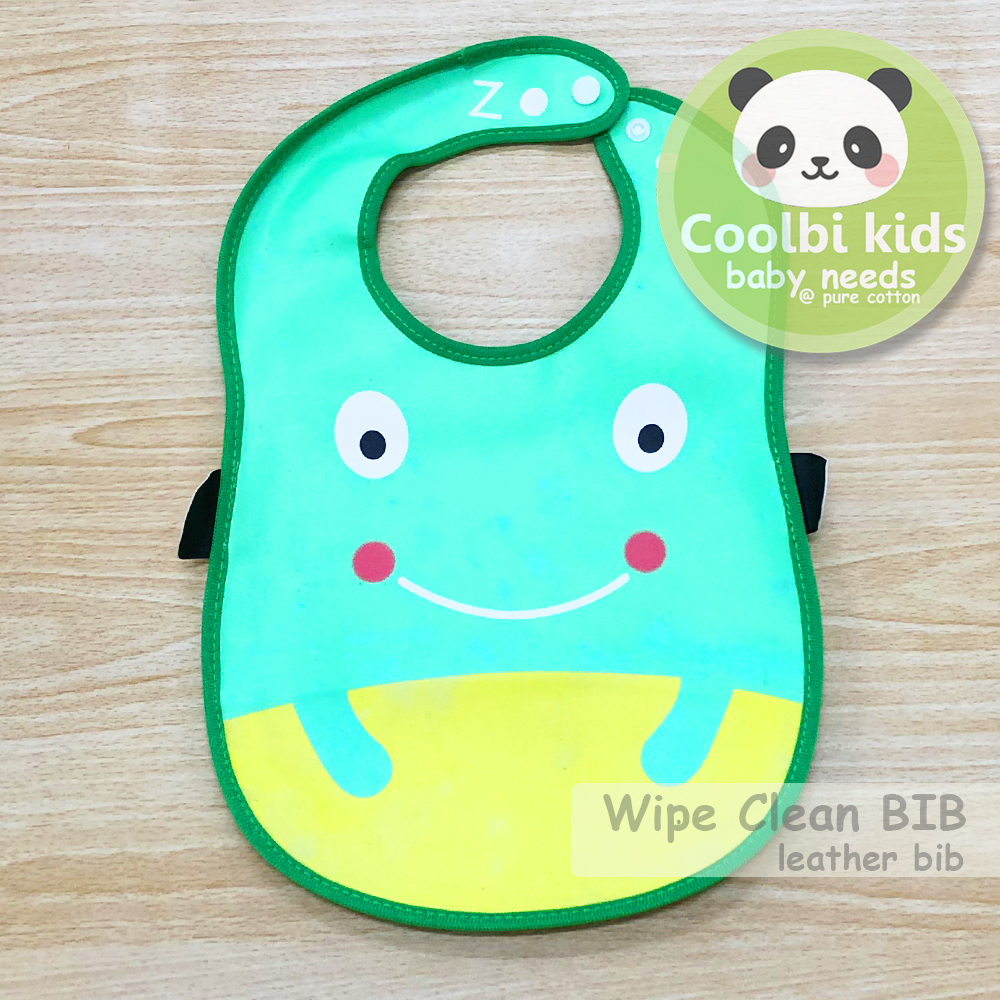 Coolbi Kids Leather Bib baby bib Fun Zoo Button Lock Bib waterproof bib