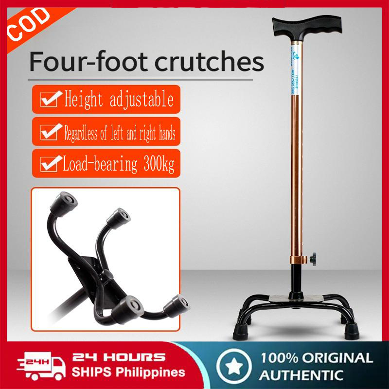 Aluminum Quad Walking Cane Height Adjustable With Ergonomic Handle For