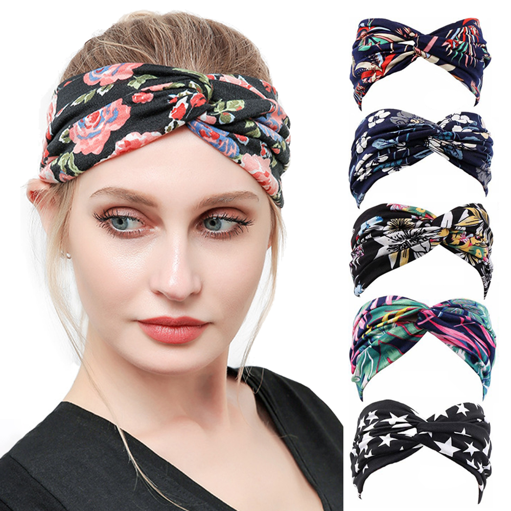 JUICYPEACHNU Vintage Elastic Sports Turban Yoga Running Fitness Women Headbands Hair Bands Hair Accessories Head Wrap