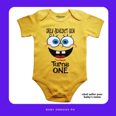 Spongebob 1st Birthday Baby Onesie with Name 0-12 months Cotton Infant Bodysuit Monthly Outfit